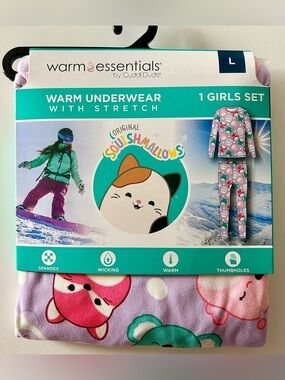 Girls Squishmallows thermal underwear 2-pc size 10/12 NWT
